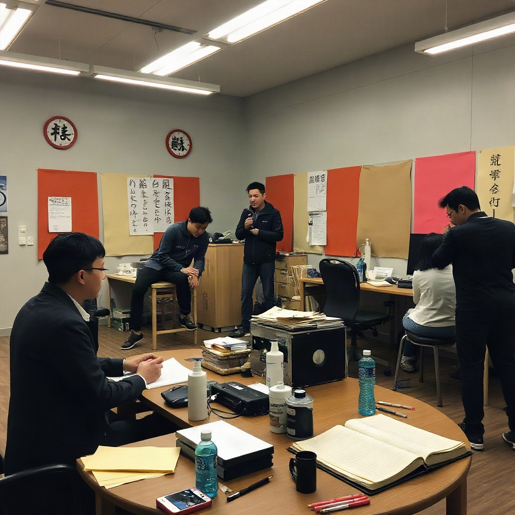 免费短剧网 2019 年第一间剪辑室的工作场景